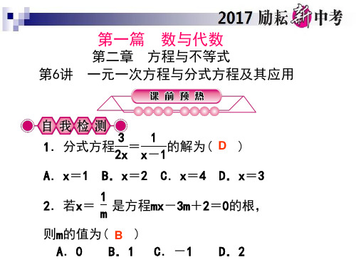 第6讲 一元一次方程与分式方程及其应用PPT课件