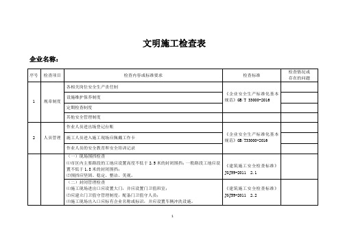 文明施工检查表