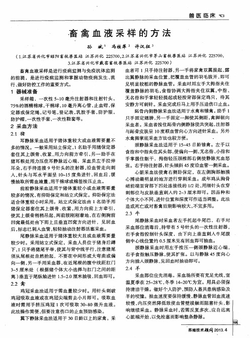 畜禽血液采样的方法