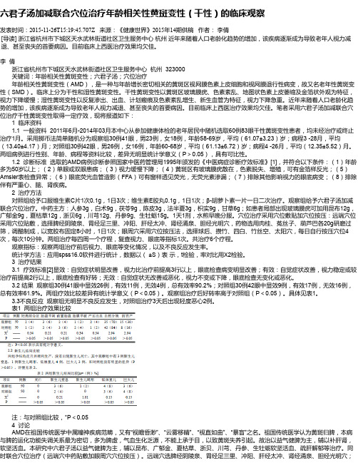 六君子汤加减联合穴位治疗年龄相关性黄斑变性(干性)的临床观察