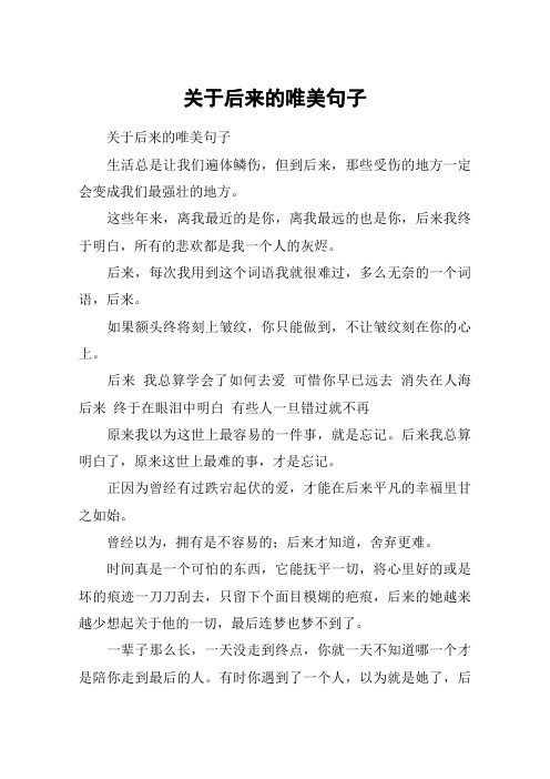关于后来的唯美句子