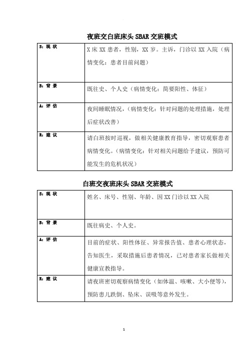 SBRS交班模板