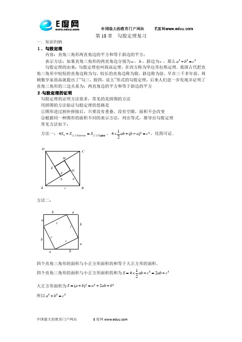 第18章.勾股定理知识点与常见题型总结(责任编辑：孙庆功)