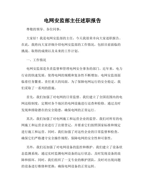 电网安监部主任述职报告