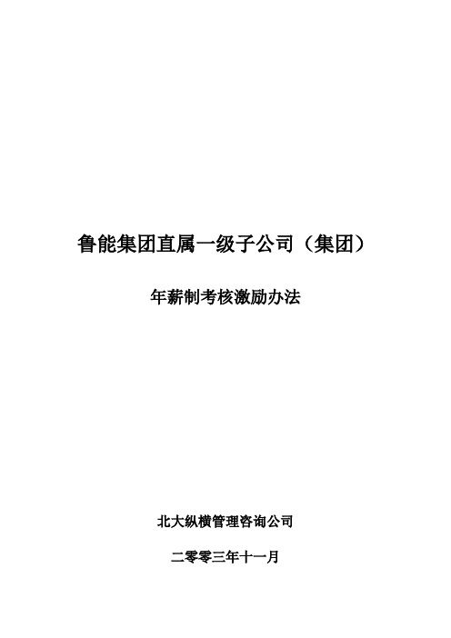 鲁能集团下属一级子公司(集团)年薪制考核办法