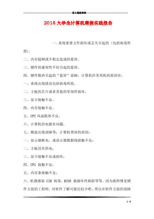 2018大学生计算机寒假实践报告