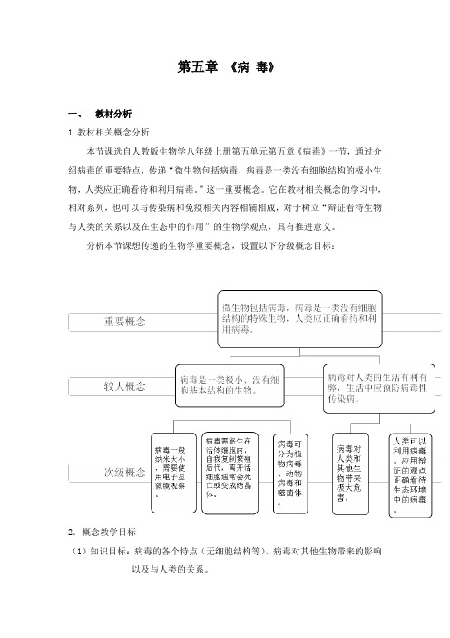人教版初中生物八年级上册  5.5 病毒 教案