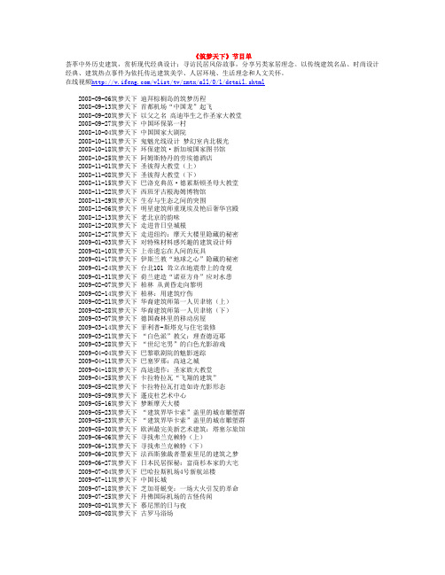 《筑梦天下》节目单2008.9-2014.9