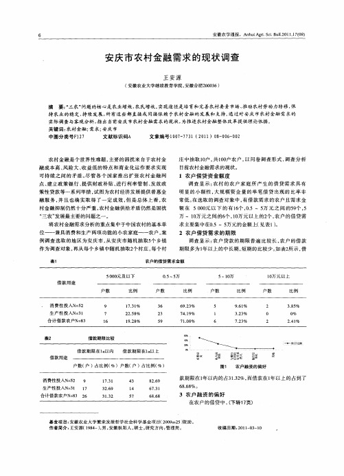 安庆市农村金融需求的现状调查