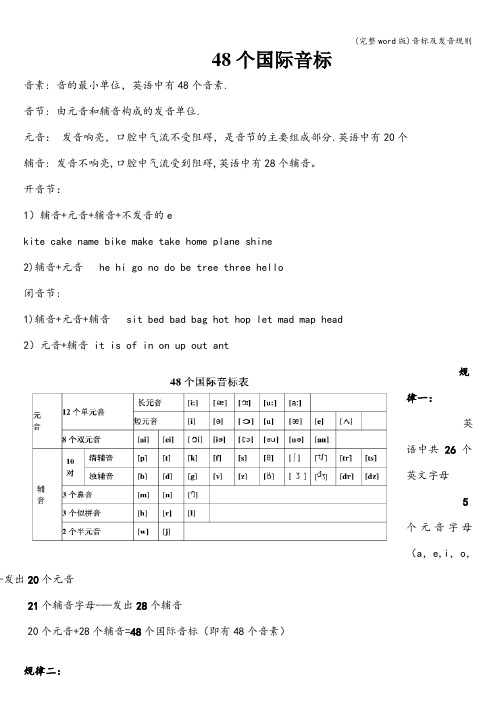 (完整word版)音标及发音规则