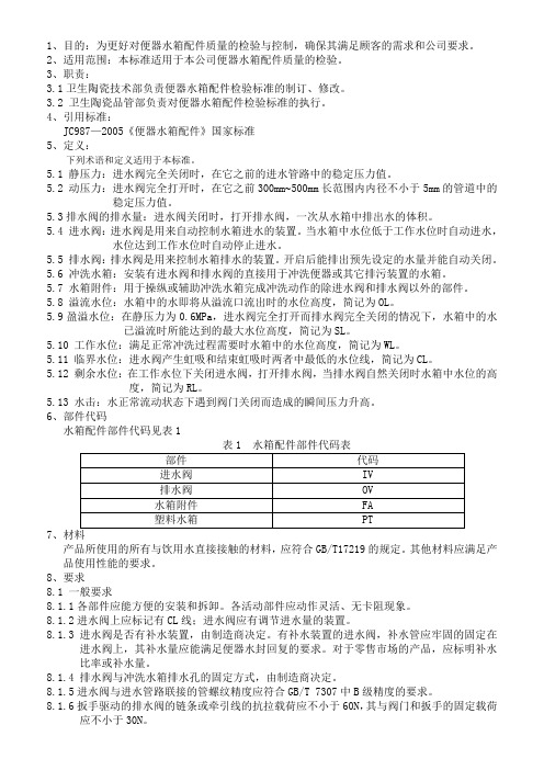 水箱配件检验标准
