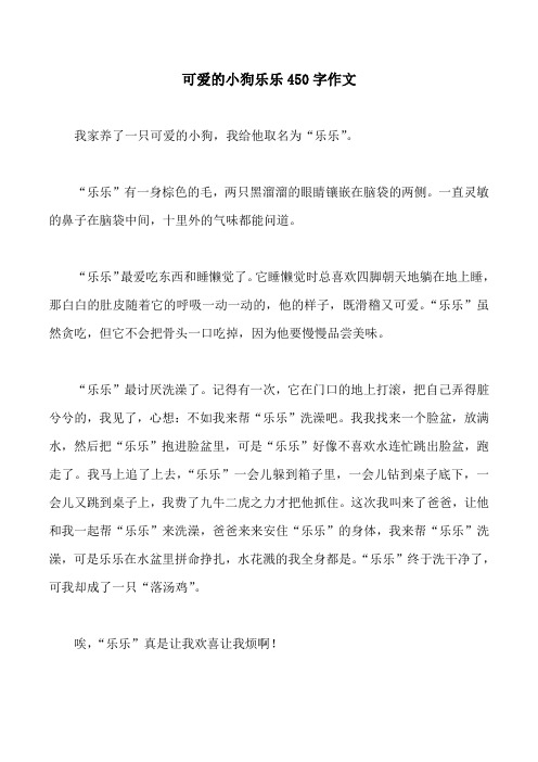可爱的小狗乐乐450字作文