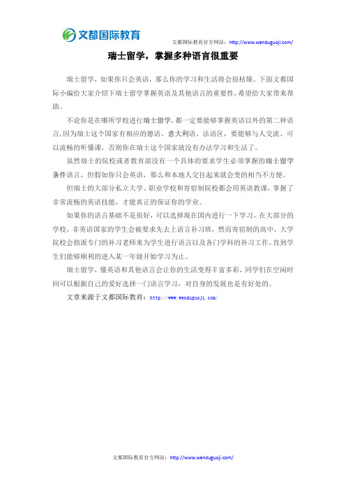 瑞士留学,掌握多种语言很重要