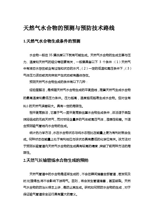 天然气水合物的预测与预防技术路线