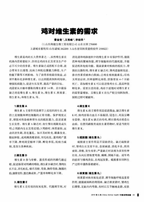 鸡对维生素的需求