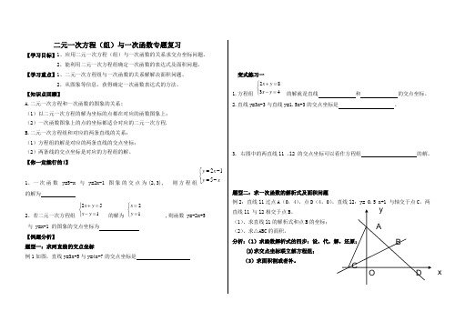 北师大版初二数学上册二元一次方程与一次函数专题复习
