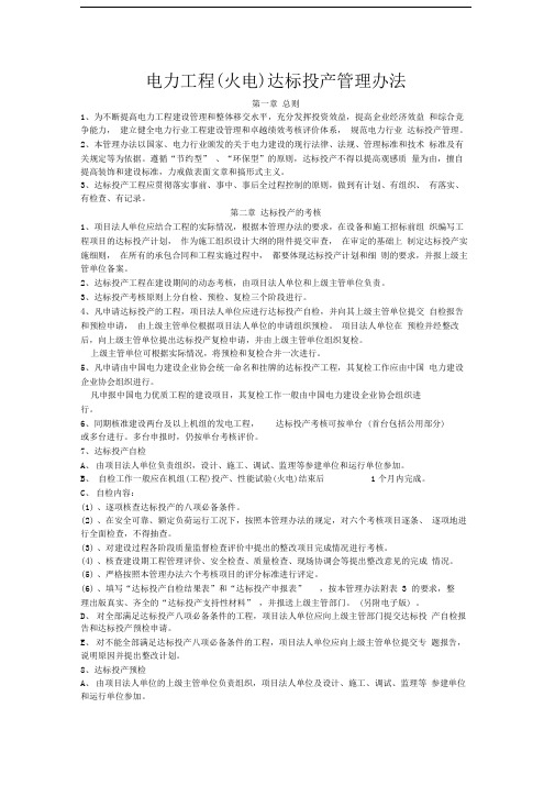 电力工程(火电)达标投产管理办法精品