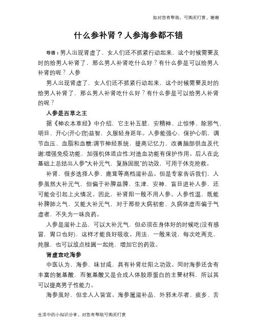 什么参补肾？人参海参都不错
