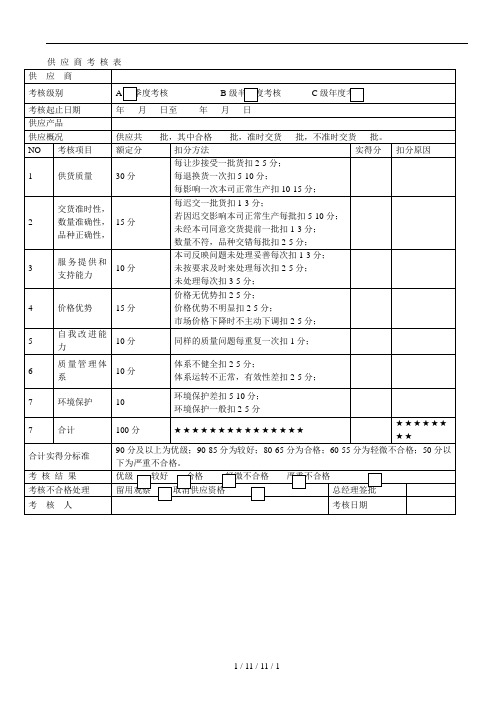 供应商考核表