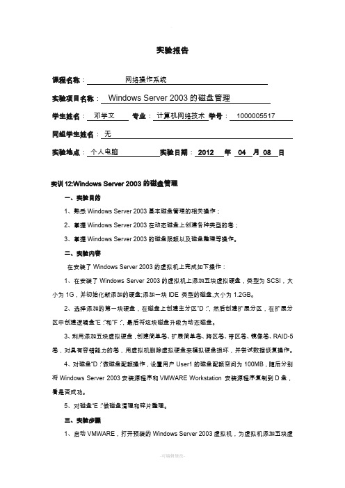 磁盘管理的实验报告