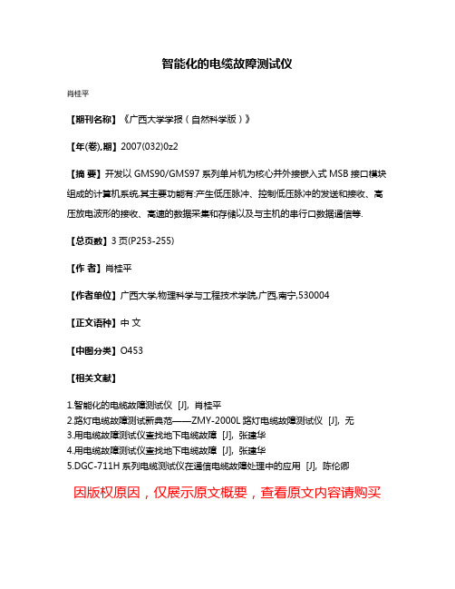 智能化的电缆故障测试仪