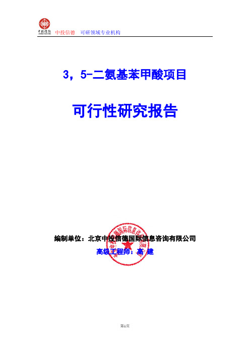 3,5-二氨基苯甲酸项目可行性研究报告编制格式说明(模板型word)