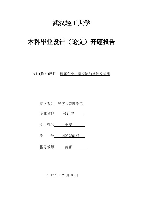 王安 1408080167《开题报告》