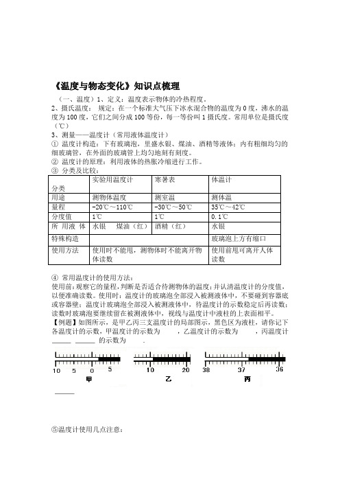 温度与物态变化知识点梳理