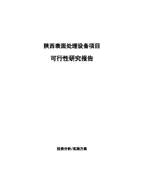 陕西表面处理设备项目可行性研究报告