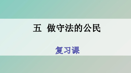 第五课 做守法的公民 复习课件  道德与法治八年级上册