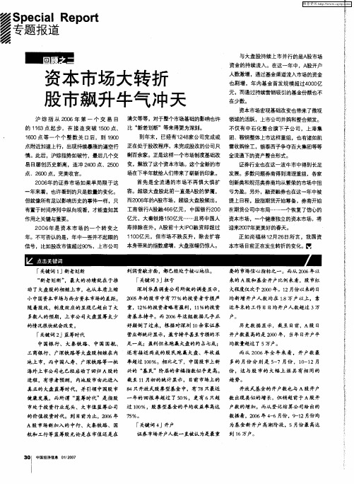 资本市场大转折 股市飙升牛气冲天
