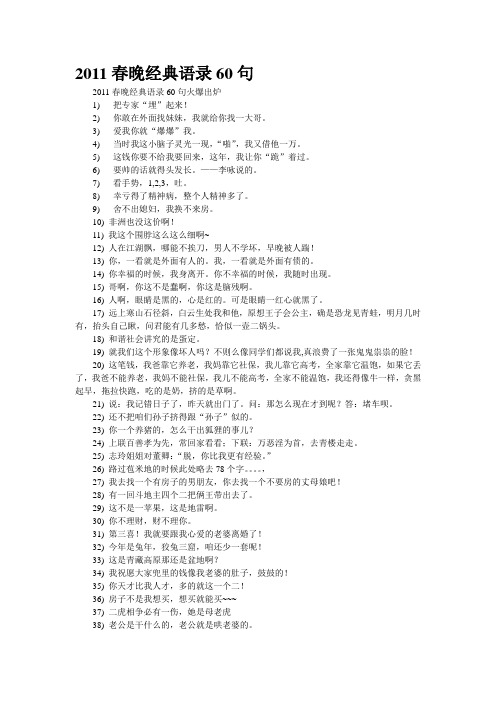 2011春晚经典语录60句