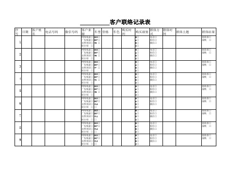 销售顾问客户联络记录表