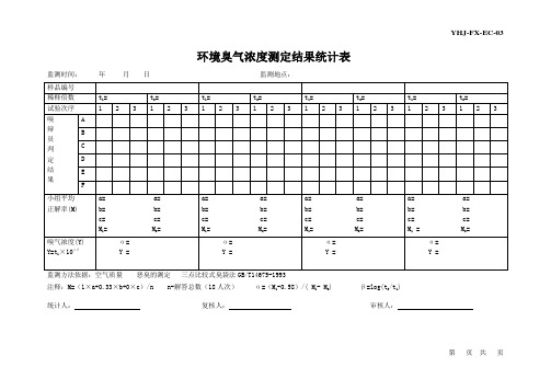 恶臭表格YHJ-FX-EC-01至04