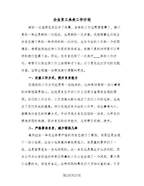 企业员工未来工作计划(5篇)