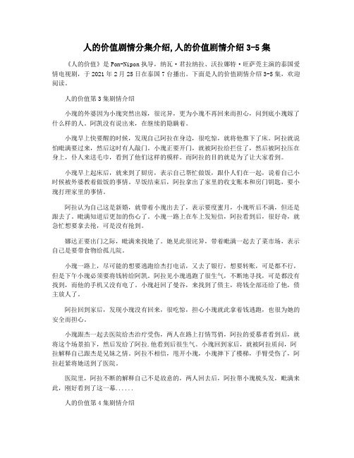 人的价值剧情分集介绍,人的价值剧情介绍3-5集