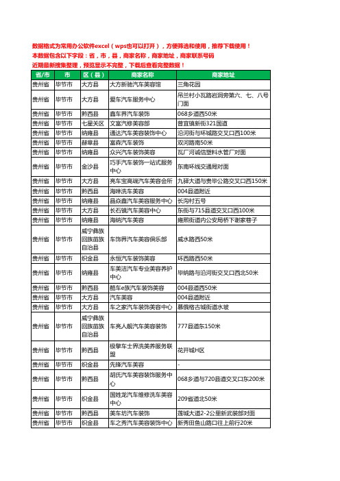 2020新版贵州省毕节市汽车装潢工商企业公司商家名录名单联系电话号码地址大全454家