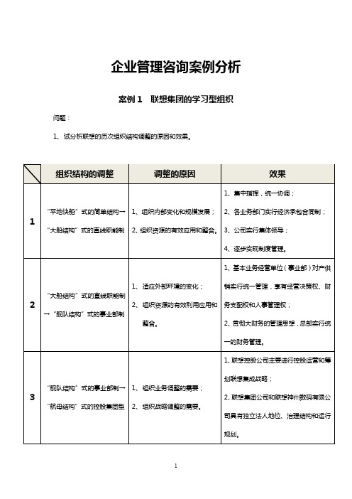 企业管理咨询案例分析