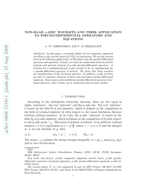 Non-Haar $p$-adic wavelets and their application to pseudo-differential operators and equat