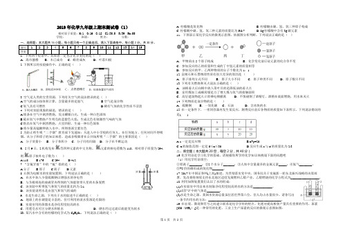2019年九年级化学第一学期期末测试卷 (1)