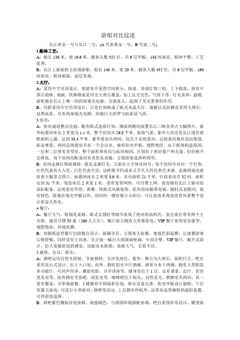 游船对比综述