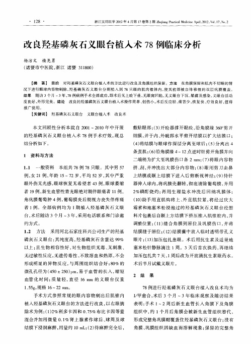 改良羟基磷灰石义眼台植入术78例临床分析