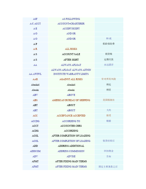 租船缩略语.