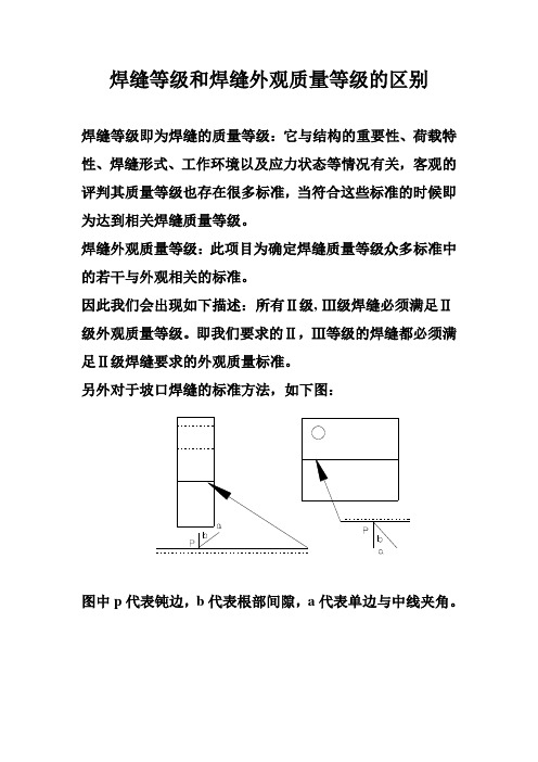 焊缝等级和焊缝外观质量等级的说明