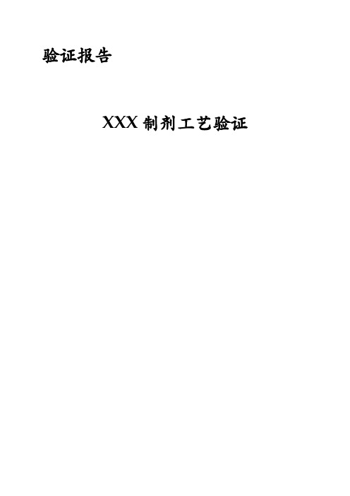 03、验证报告--XXX制剂工艺验证