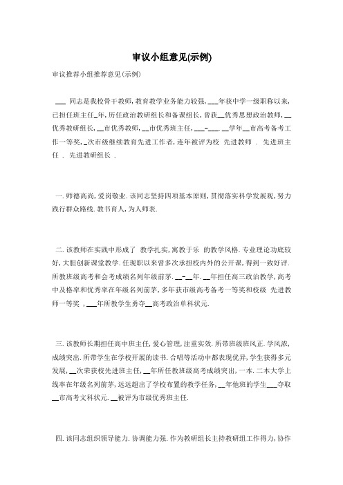审议小组意见(示例)