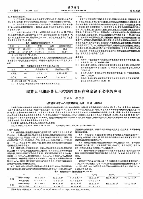 瑞芬太尼和舒芬太尼控制性降压在鼻窦镜手术中的应用