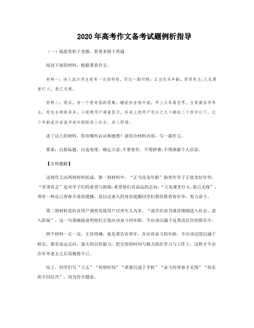 2020年高考作文备考考试试题例析指导