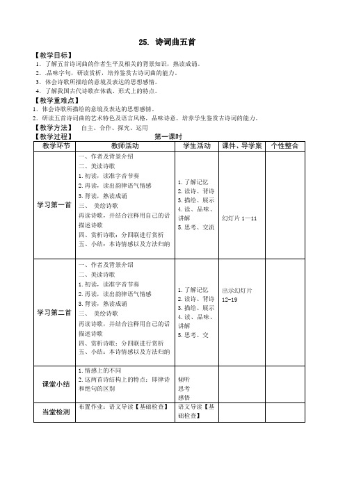 《诗词曲五首》教学设计