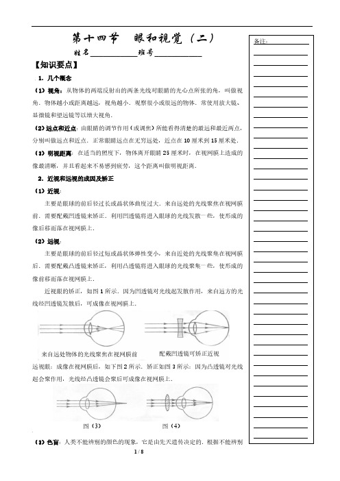 初中物理 眼和视觉(二)